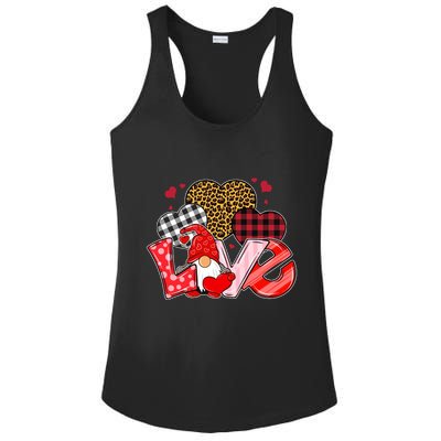 Love Gnome Leopard Checkered Pattern Ladies PosiCharge Competitor Racerback Tank