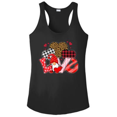 Love Gnome Leopard Checkered Pattern Ladies PosiCharge Competitor Racerback Tank