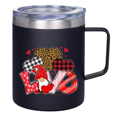 Love Gnome Leopard Checkered Pattern 12oz Stainless Steel Coffee Mug