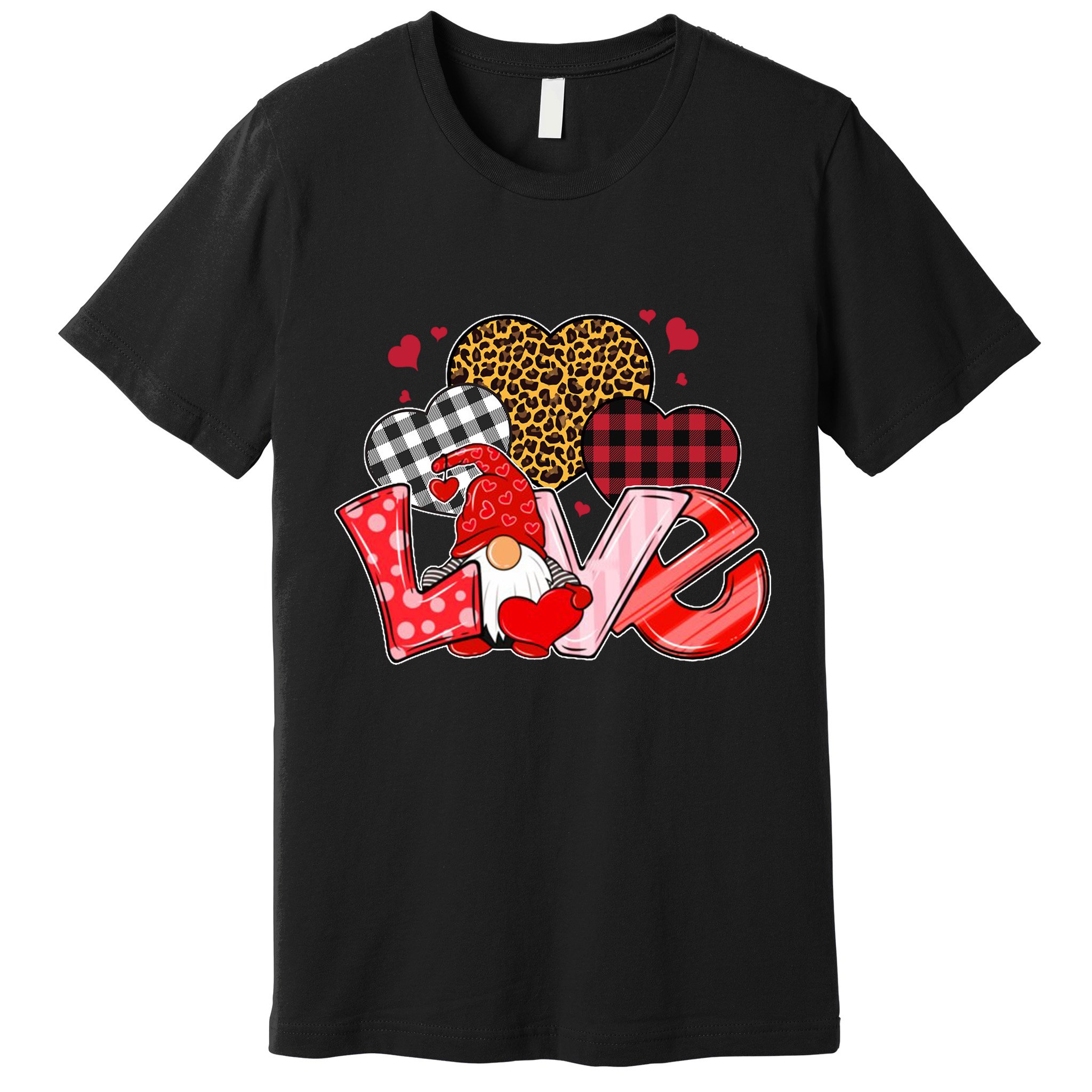 Love Gnome Leopard Checkered Pattern Premium T-Shirt