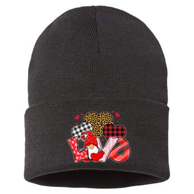 Love Gnome Leopard Checkered Pattern Sustainable Knit Beanie