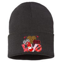 Love Gnome Leopard Checkered Pattern Sustainable Knit Beanie