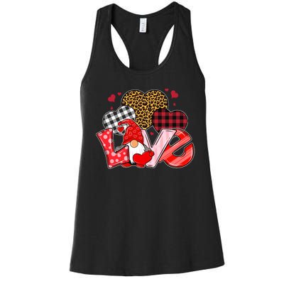 Love Gnome Leopard Checkered Pattern Women's Racerback Tank