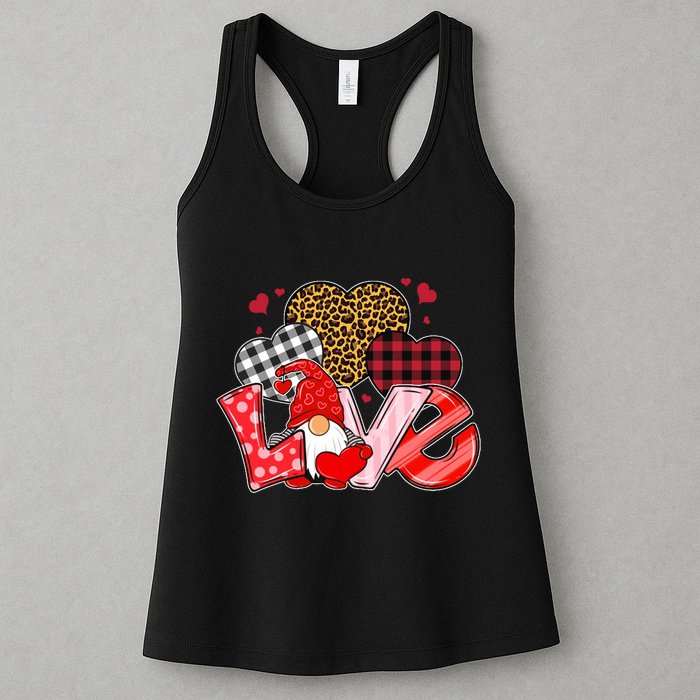 Love Gnome Leopard Checkered Pattern Womens Tank Top