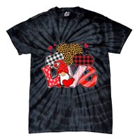 Love Gnome Leopard Checkered Pattern Tie-Dye T-Shirt
