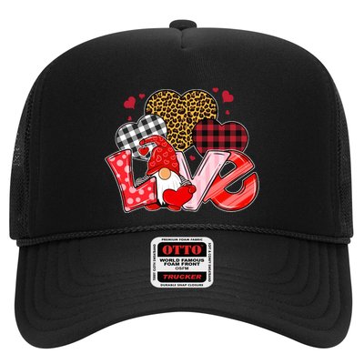 Love Gnome Leopard Checkered Pattern Trucker Hat