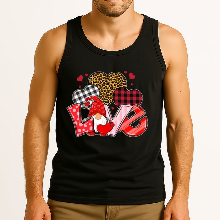 Love Gnome Leopard Checkered Pattern Tank Top