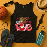 Love Gnome Leopard Checkered Pattern Tank Top