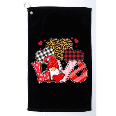 Love Gnome Leopard Checkered Pattern Golf Towel