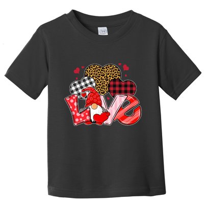 Love Gnome Leopard Checkered Pattern Toddler T-Shirt
