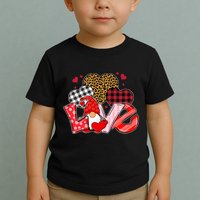 Love Gnome Leopard Checkered Pattern Toddler T-Shirt