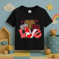 Love Gnome Leopard Checkered Pattern Toddler T-Shirt