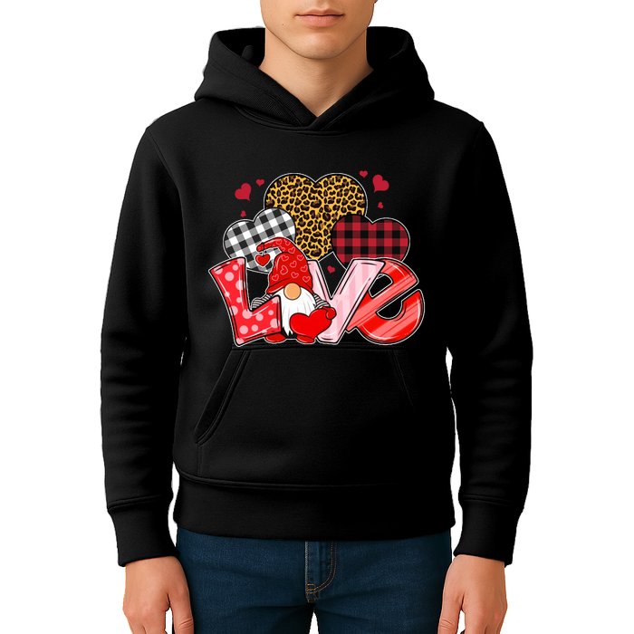 Love Gnome Leopard Checkered Pattern Kids Hoodie