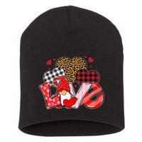 Love Gnome Leopard Checkered Pattern Short Acrylic Beanie