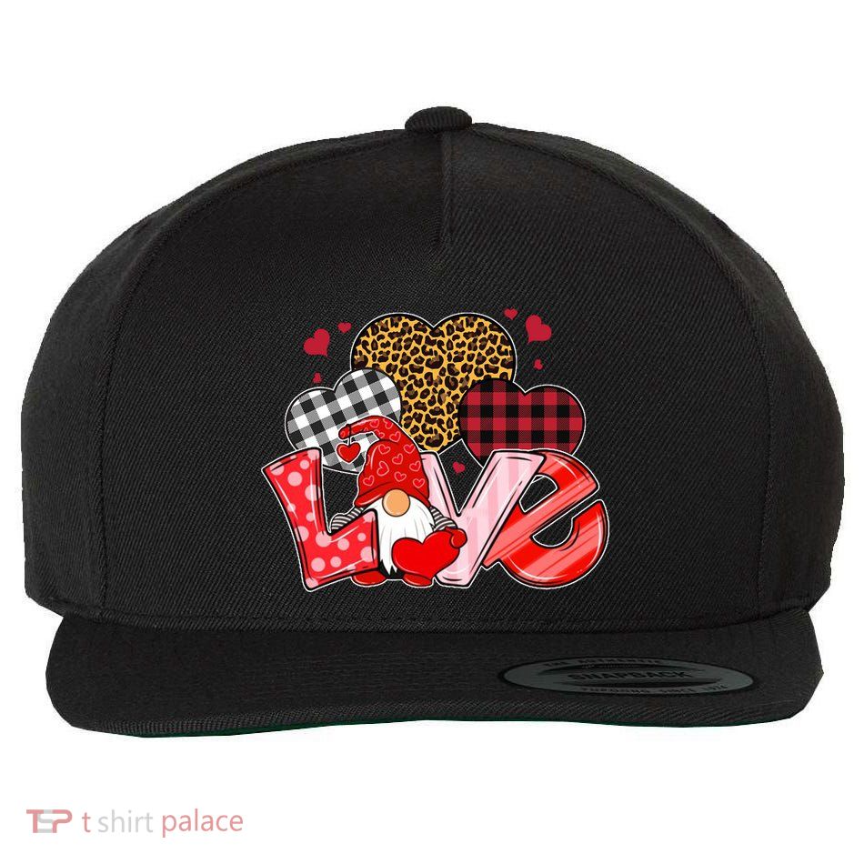 Love Gnome Leopard Checkered Pattern Wool Snapback Cap