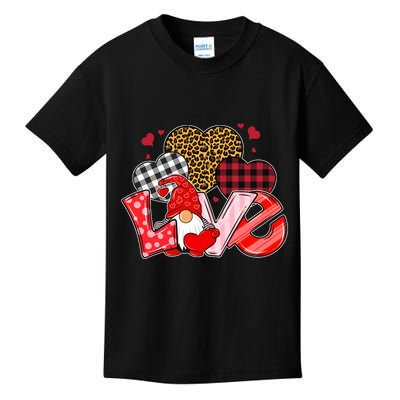 Love Gnome Leopard Checkered Pattern Kids T-Shirt