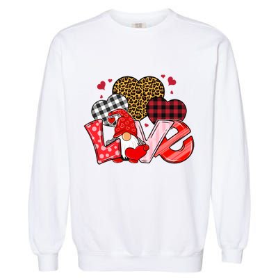 Love Gnome Leopard Checkered Pattern Garment-Dyed Sweatshirt