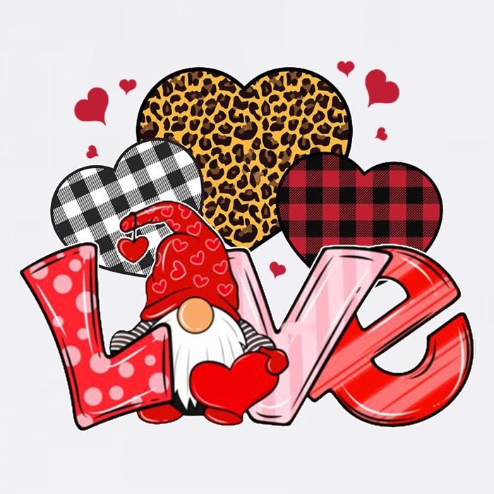 Love Gnome Leopard Checkered Pattern Garment-Dyed Sweatshirt