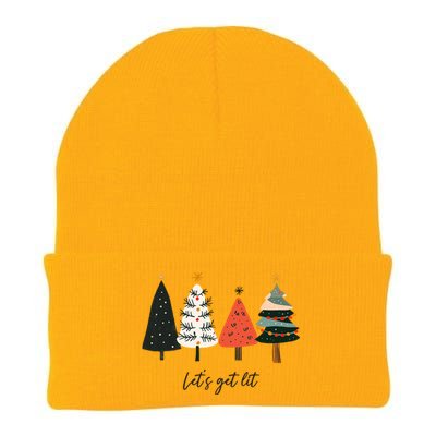 LetS Get Lit Boho Xmas Christmas Tree Great Gift Knit Cap Winter Beanie