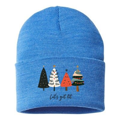 LetS Get Lit Boho Xmas Christmas Tree Great Gift Sustainable Knit Beanie