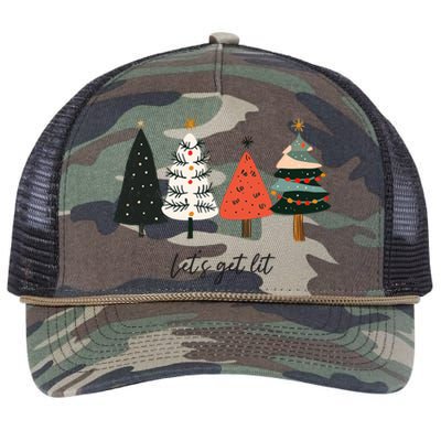 LetS Get Lit Boho Xmas Christmas Tree Great Gift Retro Rope Trucker Hat Cap