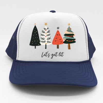 LetS Get Lit Boho Xmas Christmas Tree Great Gift Trucker Hat