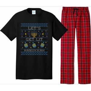 LetS Get Lit Hanukkah Ugly Christmas Hanukkah Gift Pajama Set