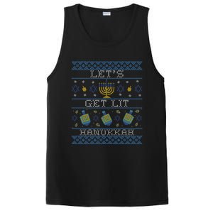 LetS Get Lit Hanukkah Ugly Christmas Hanukkah Gift PosiCharge Competitor Tank