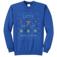 LetS Get Lit Hanukkah Ugly Christmas Hanukkah Gift Sweatshirt