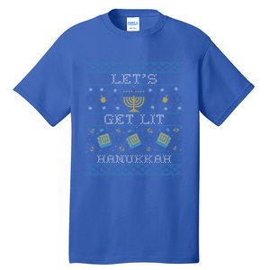 LetS Get Lit Hanukkah Ugly Christmas Hanukkah Gift Tall T-Shirt