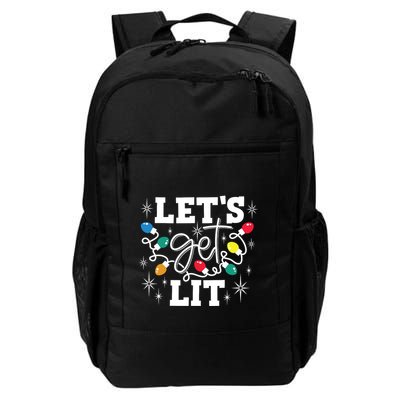 Lets Get Lit Drinking Santa Hat Christmas Lights Funny Backpack