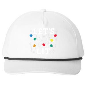 Lets Get Lit Drinking Santa Hat Christmas Lights Funny Snapback Five-Panel Rope Hat