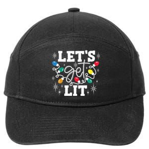 Lets Get Lit Drinking Santa Hat Christmas Lights Funny 7-Panel Snapback Hat