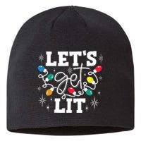 Lets Get Lit Drinking Santa Hat Christmas Lights Funny Sustainable Beanie