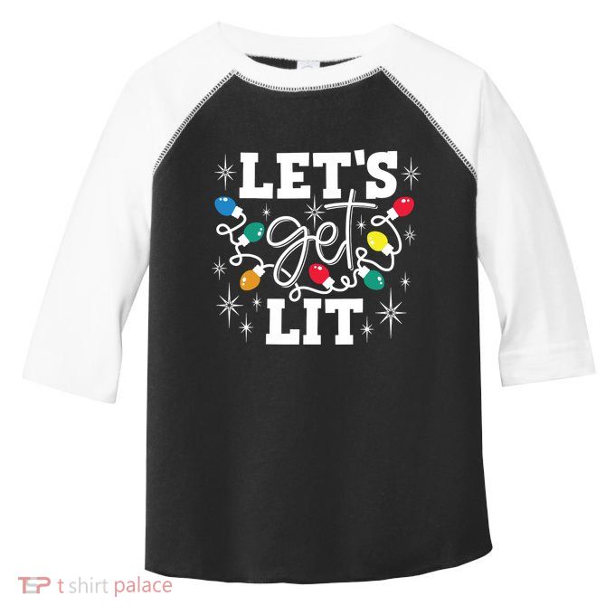 Lets Get Lit Drinking Santa Hat Christmas Lights Funny Toddler Fine Jersey T-Shirt