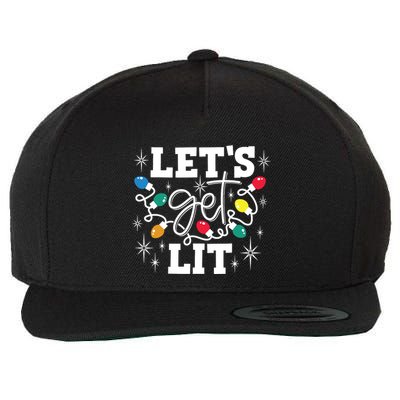 Lets Get Lit Drinking Santa Hat Christmas Lights Funny Wool Snapback Cap