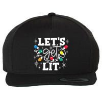 Lets Get Lit Drinking Santa Hat Christmas Lights Funny Wool Snapback Cap