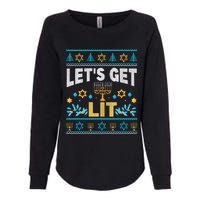 Let's Get Lit Hanukkah Menorah Funny Ugly Christmas Sweater Womens California Wash Sweatshirt