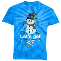 Let's Get Lit Adult Funny Christmas Snow Xmas Lights Gift Kids Tie-Dye T-Shirt