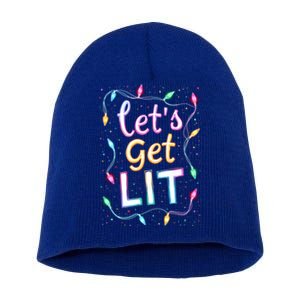 LetS Get Lit Christmas Lights Festive Party Design Gift Short Acrylic Beanie