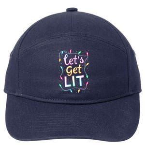 LetS Get Lit Christmas Lights Festive Party Design Gift 7-Panel Snapback Hat