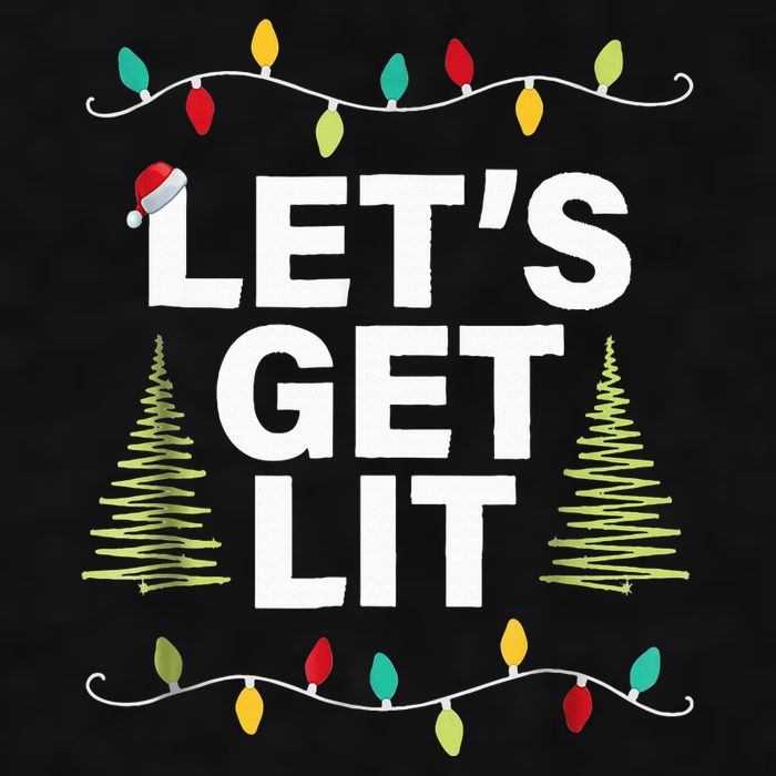 Let's Get Lit Funny Christmas Drinking Xmas Lights Ladies PosiCharge Tri-Blend Wicking Tank