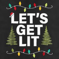 Let's Get Lit Funny Christmas Drinking Xmas Lights 7 Panel Mesh Trucker Snapback Hat