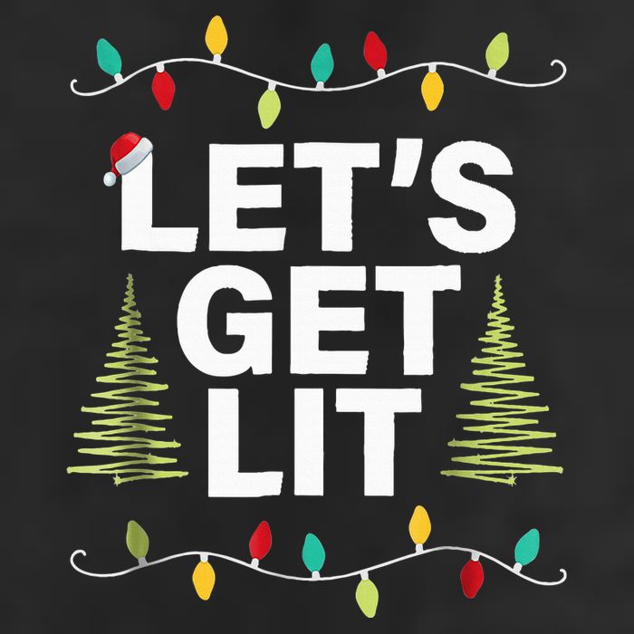 Let's Get Lit Funny Christmas Drinking Xmas Lights 7 Panel Mesh Trucker Snapback Hat