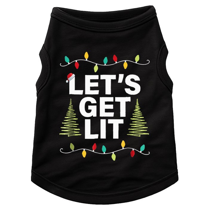 Let's Get Lit Funny Christmas Drinking Xmas Lights Doggie Tank