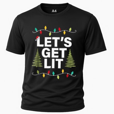 Let's Get Lit Funny Christmas Drinking Xmas Lights Performance Shirt