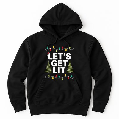 Let's Get Lit Funny Christmas Drinking Xmas Lights Hoodie