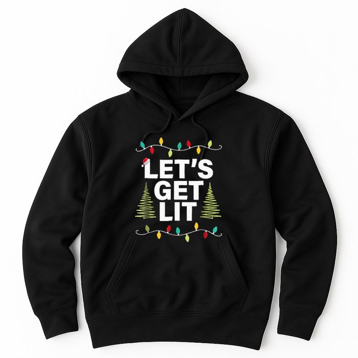 Let's Get Lit Funny Christmas Drinking Xmas Lights Hoodie