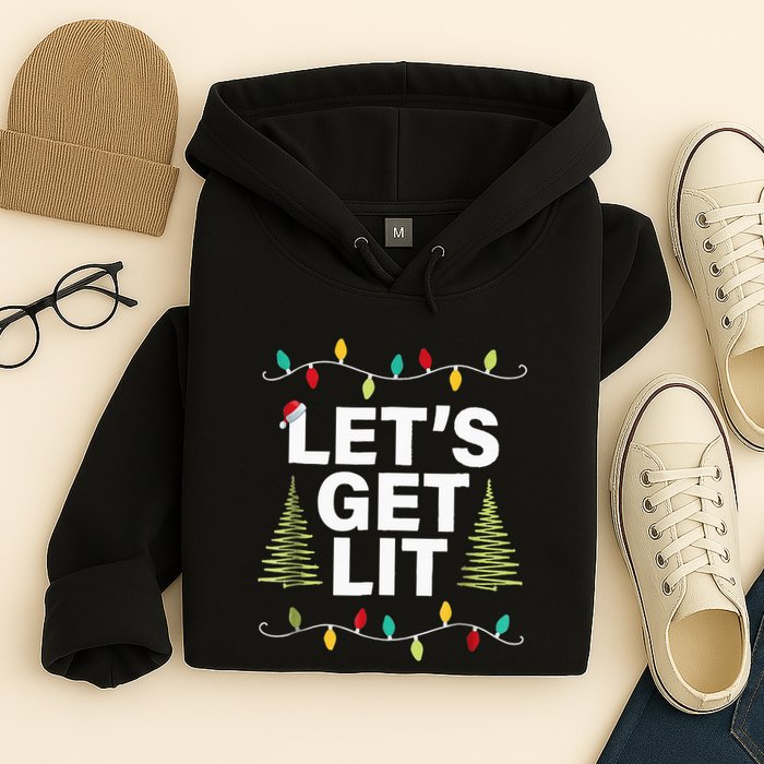 Let's Get Lit Funny Christmas Drinking Xmas Lights Hoodie