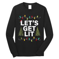 Let's Get Lit Funny Christmas Drinking Xmas Lights Long Sleeve Shirt